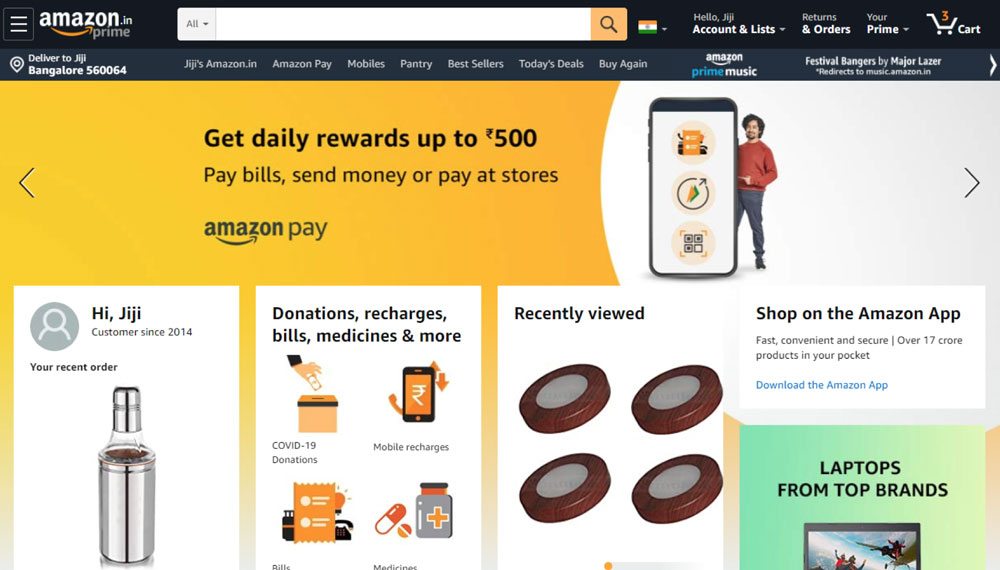 Amazon.in image of home page